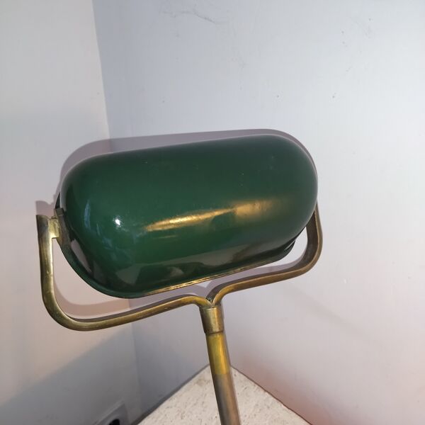 Lampe de banquier ancienne fonte email