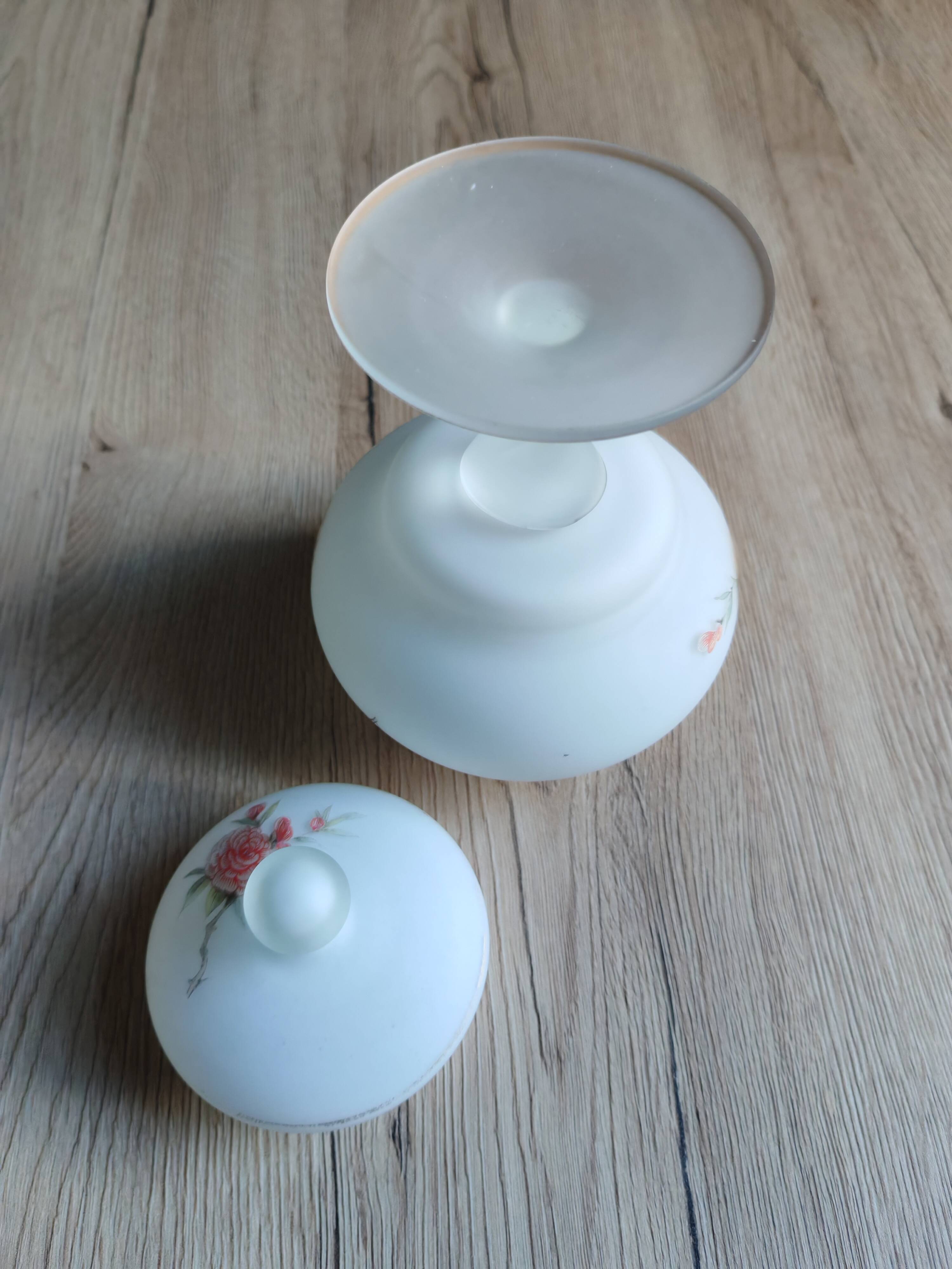 Vintage opaline glass footed bonbonnière