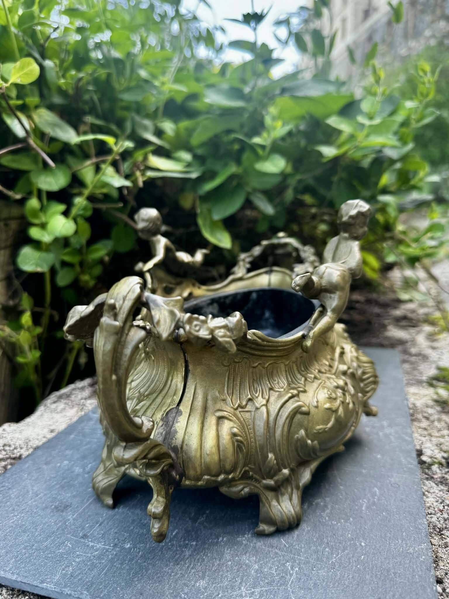 Large rock garden planter angel Art Nouveau