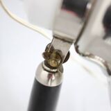 1950s Industrial Chrome & Wood Table Lamp with Ceramic Switch, Czechoslovakia