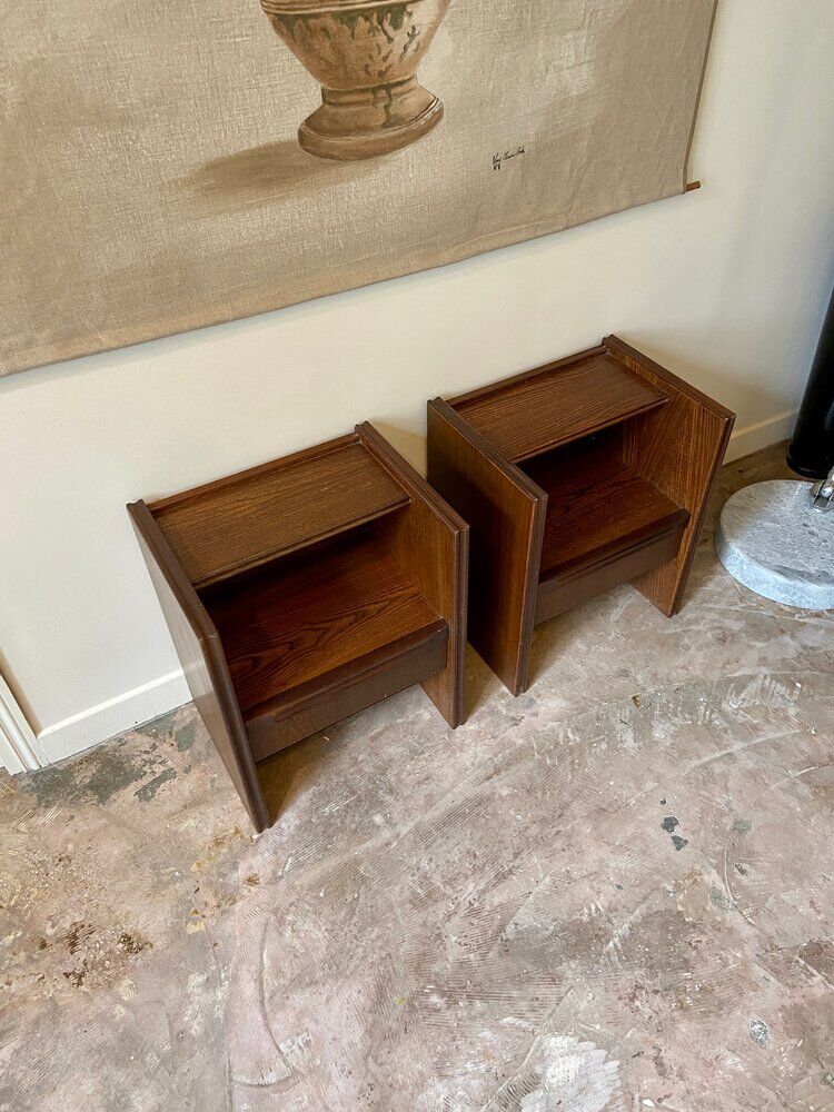 2 Scandinavian bedside tables in dark wood