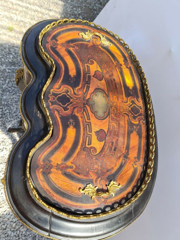 Jardinière petite table d'époque Napoleon III - en marqueterie - 19ème siècle