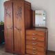 English asymmetrical chest of drawers - Art Deco - Mirror - 2 doors - 5 drawers - Mesh blond oak