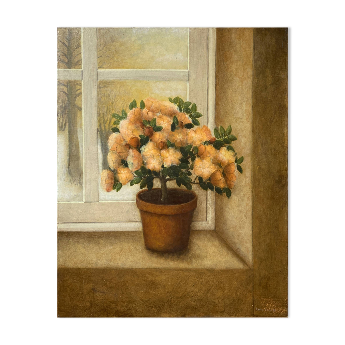 Tableau "Vase aux azalées" HST original par Iberia Lebel