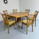 Ancienne table en bois massif octogonal a rallonge design Girsberger