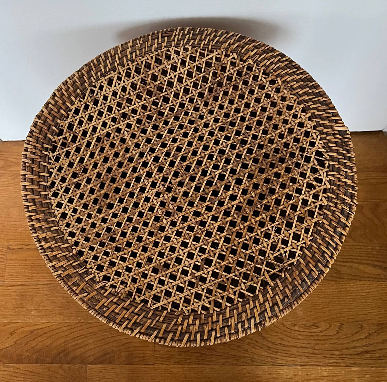 Rattan and cane side table