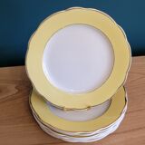 6 assiettes plates Lunéville Jonquille jaune et doré vintage