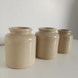 Set of 3 vintage 1950 pots in glazed stoneware