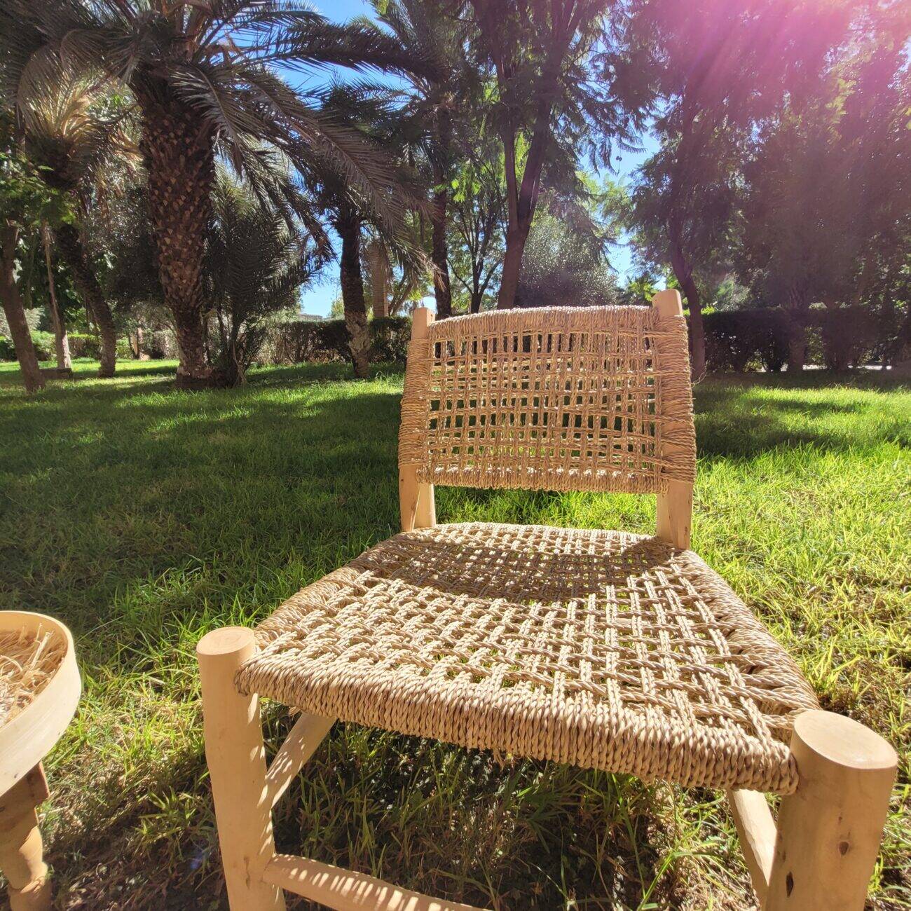 Rope and eucalyptus wood armchair