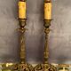 Pair of candlesticks mounted in late nineteenth century bronze lamp base Renaissance style