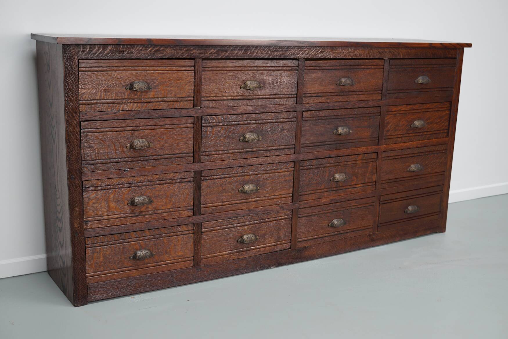 French Restored Oak Hardware Store Apothecary Cabinet, 1920/1930s