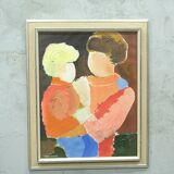 Hans Osswald (1919-1983), Swedish Figurative Abstract Painting, 1960s, Oil on Canvas
