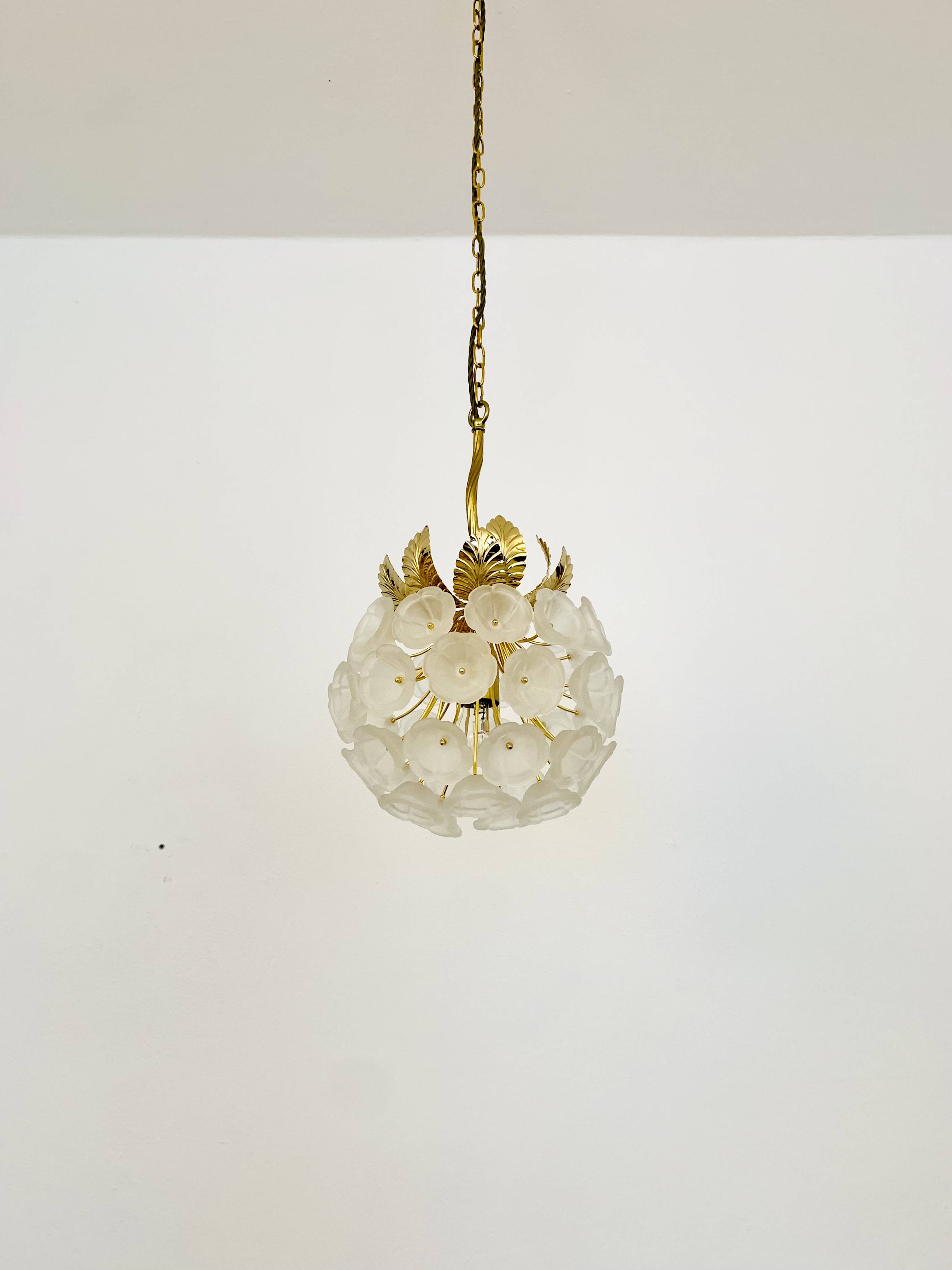 Floral Crystal Glass Chandelier by Ernst Palme