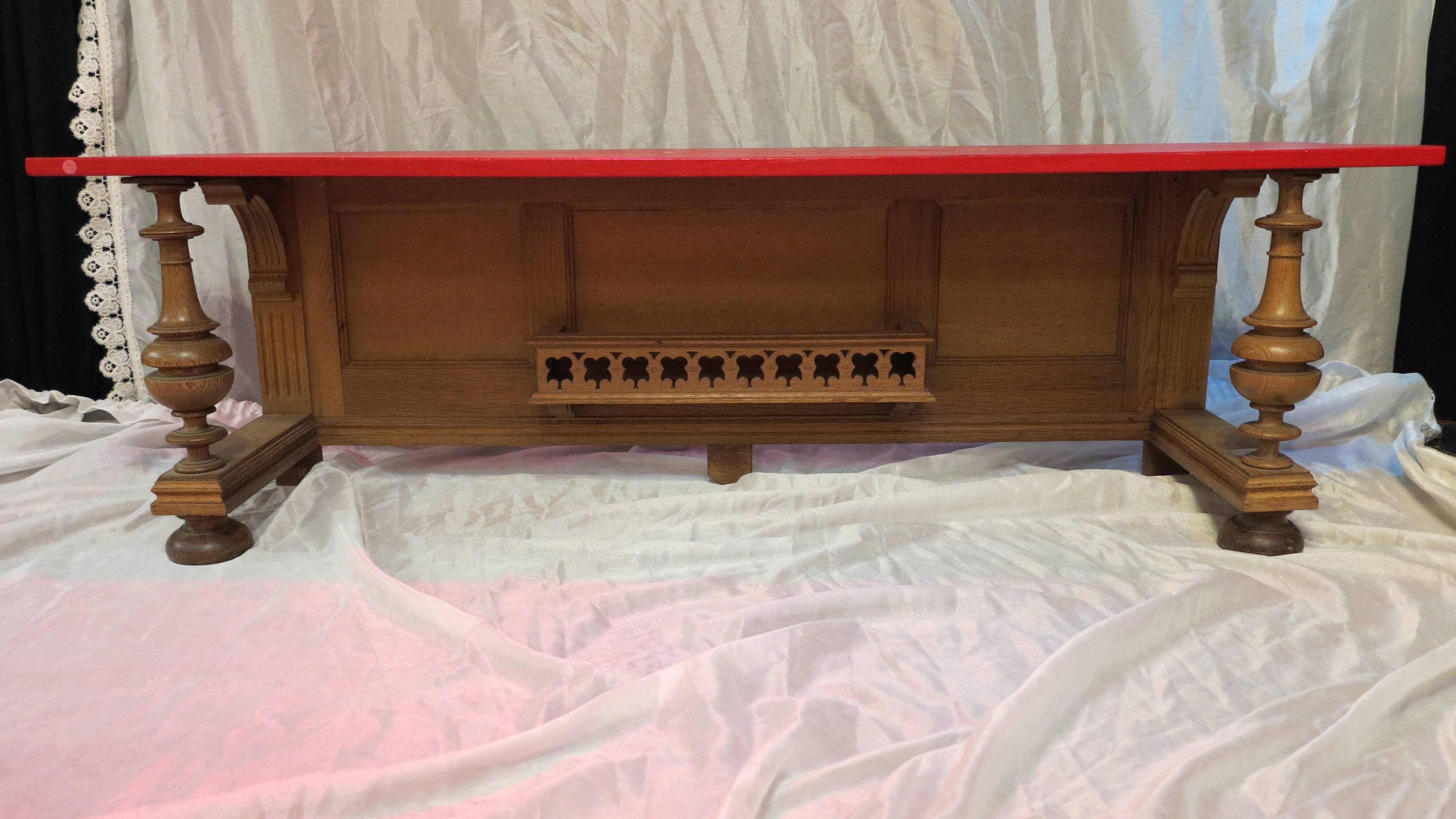 Neo-Renaissance style red top bench