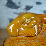 Vintage yellow enamelled rabbit terrine
