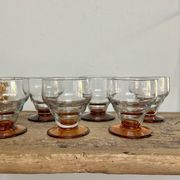 6 verres vintage aux pieds ambrés