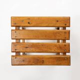 Industrial brutalist wooden stool, Belgium ca. 1920