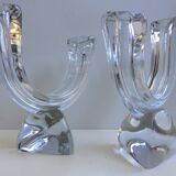 Pair large candlesticks crystal candlesticks cristallerie de lorraine
