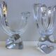 Pair large candlesticks crystal candlesticks cristallerie de lorraine