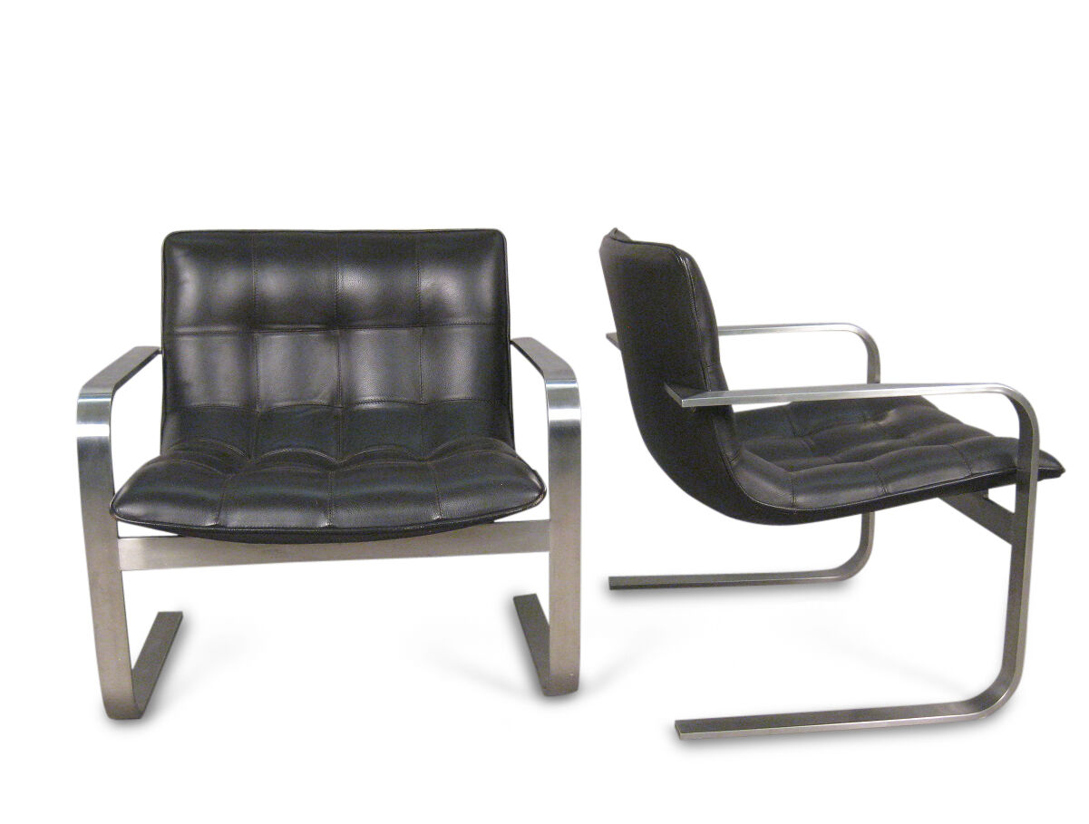 Modern leather and steel armchair