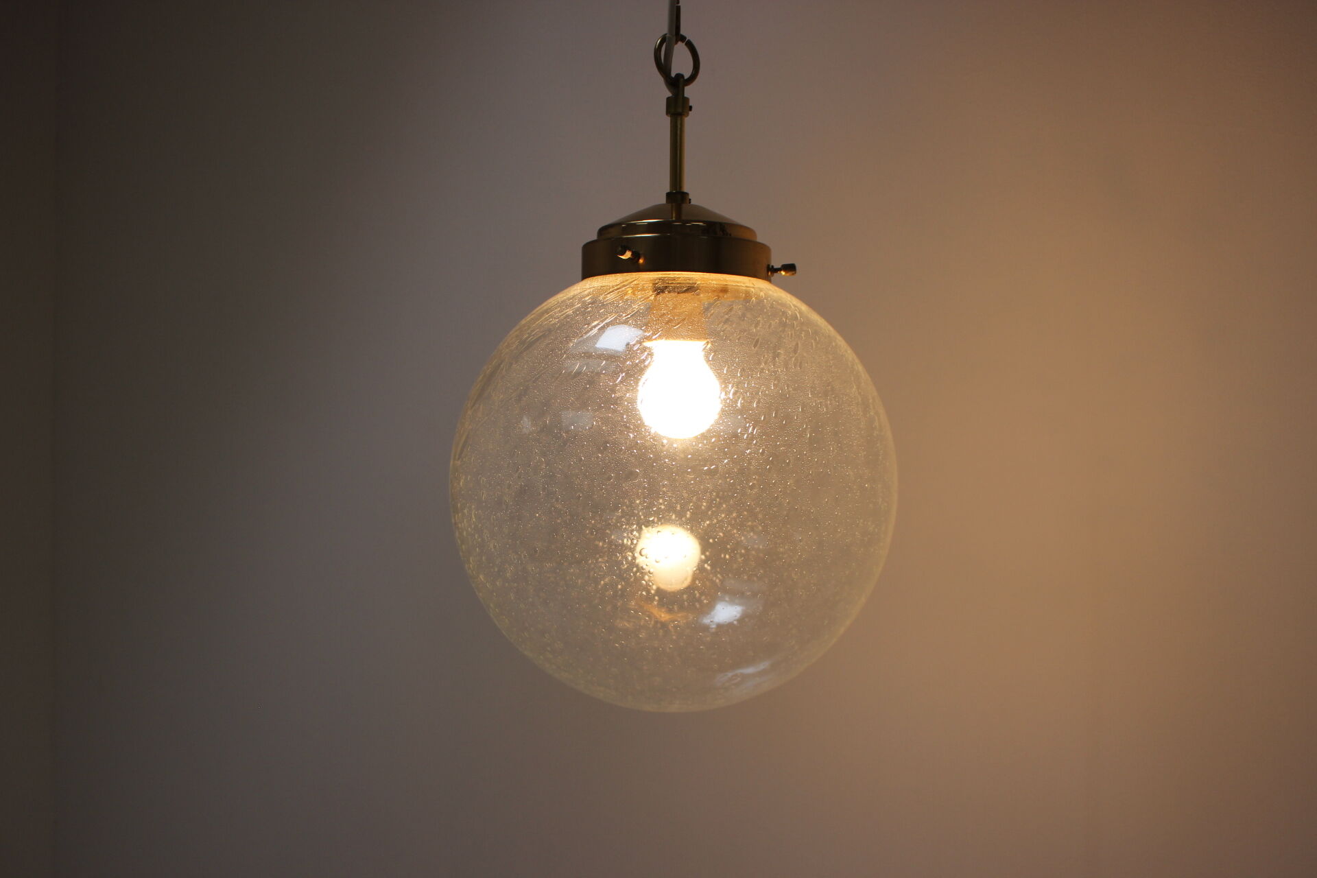 Glass hanging lamp Kamenicky Senov, 1970