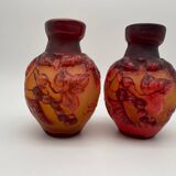 Paire de vases Tip Emile Gallé, pate de verre