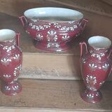 Pair of BKF earthenware vases and planter