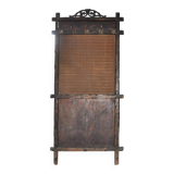 Large wall-mounted coat rack in solid brown pine, antique style circa 1900, height 210 cm.