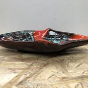 Old dish ceramic brown red black vintage
