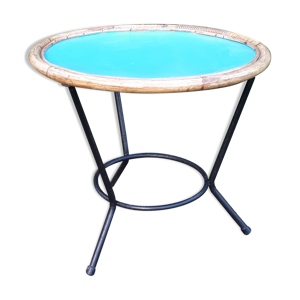 table basse ronde tripode - rotin