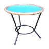 round tripod coffee table in rattan and metal