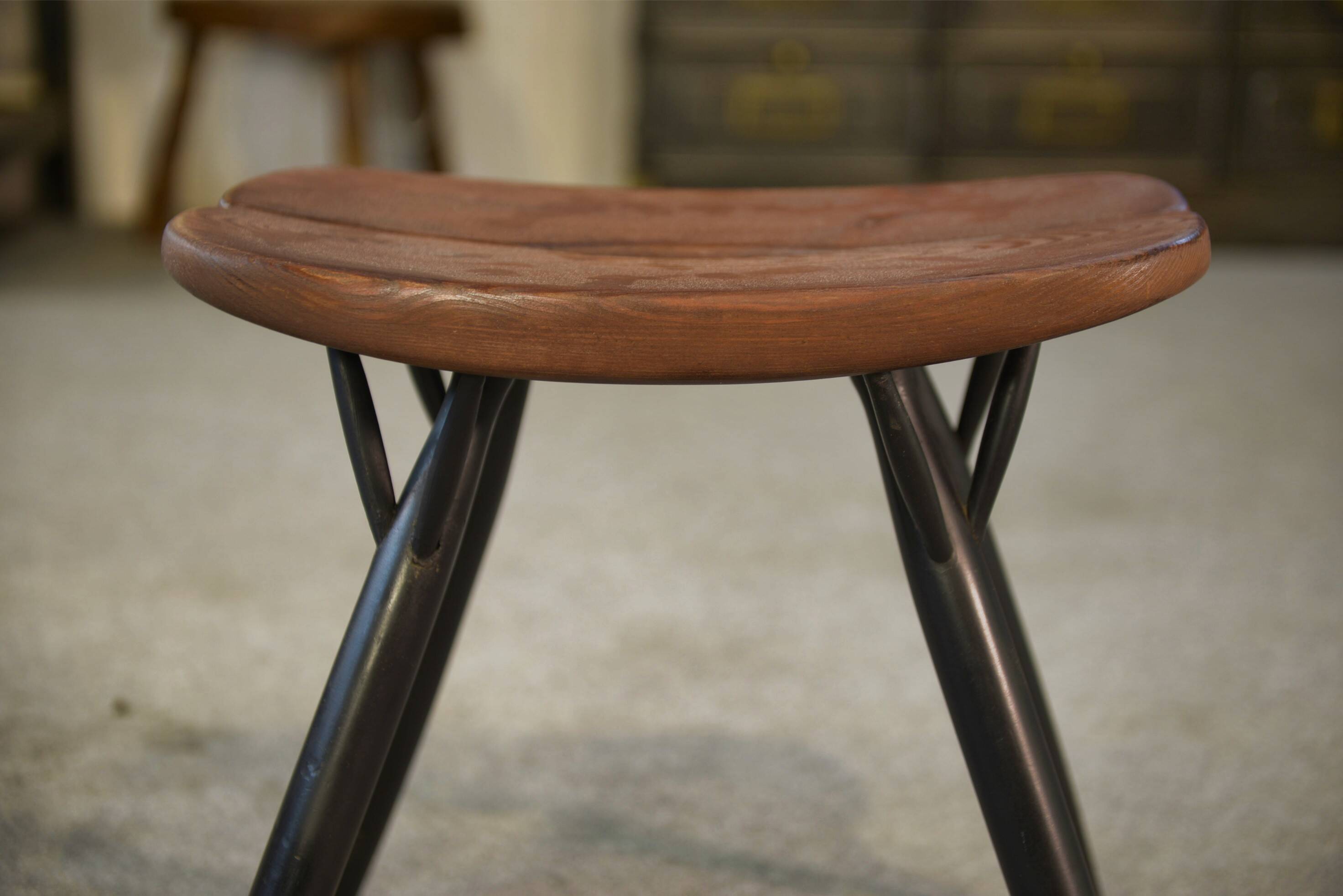 Pair of Pirkka stools by Ilmari Tapiovaara for Laukaan Puu (first edition, stamped) 1950s