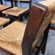 6 wooden vintage chairs dark wood rush
