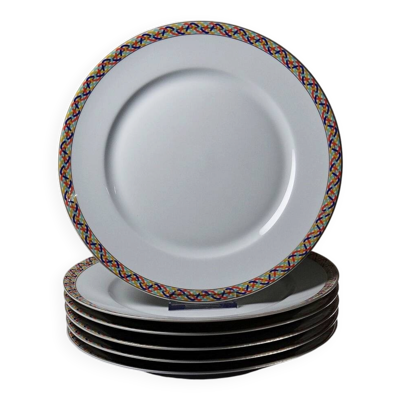 Suite de 6 assiettes plates en porcelaine de Limoges CH. Field Haviland vintages