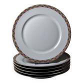 Set of 6 flat plates in Limoges porcelain CH. Field Haviland vintage.