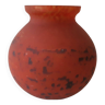 Vase boule Art Déco en pâte de verre orange