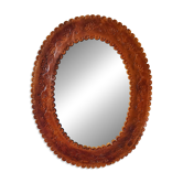 Miroir en cuir repoussé, Sri Lanka, 1960s