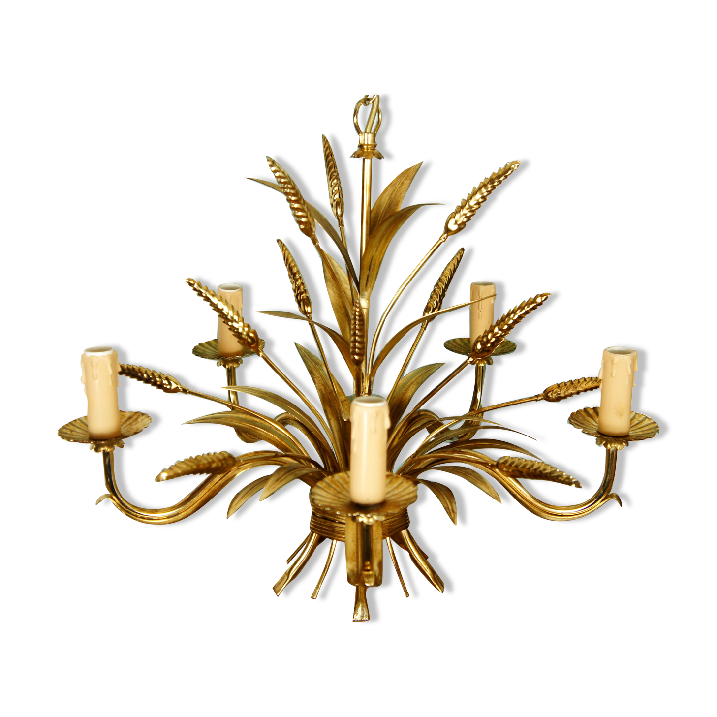 Italian chandelier ear of wheat 5 fires 1960