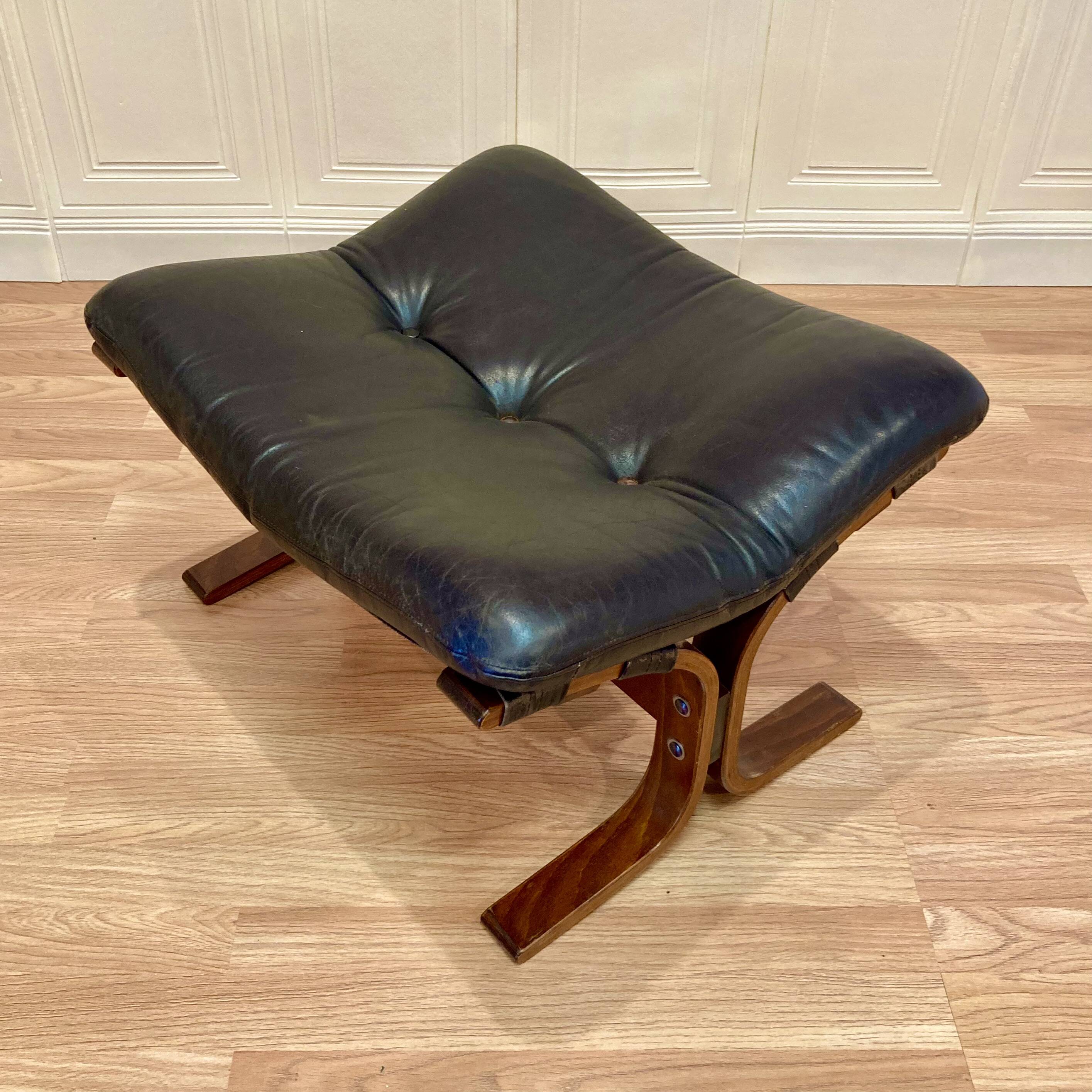 Leather ottoman "Scandinavian design" 1960.