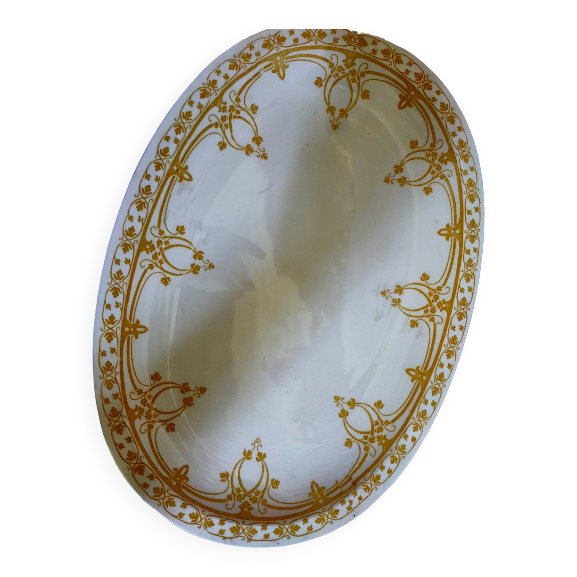 Oval earthenware plate Creil and Montereau Bruges 43x31cm