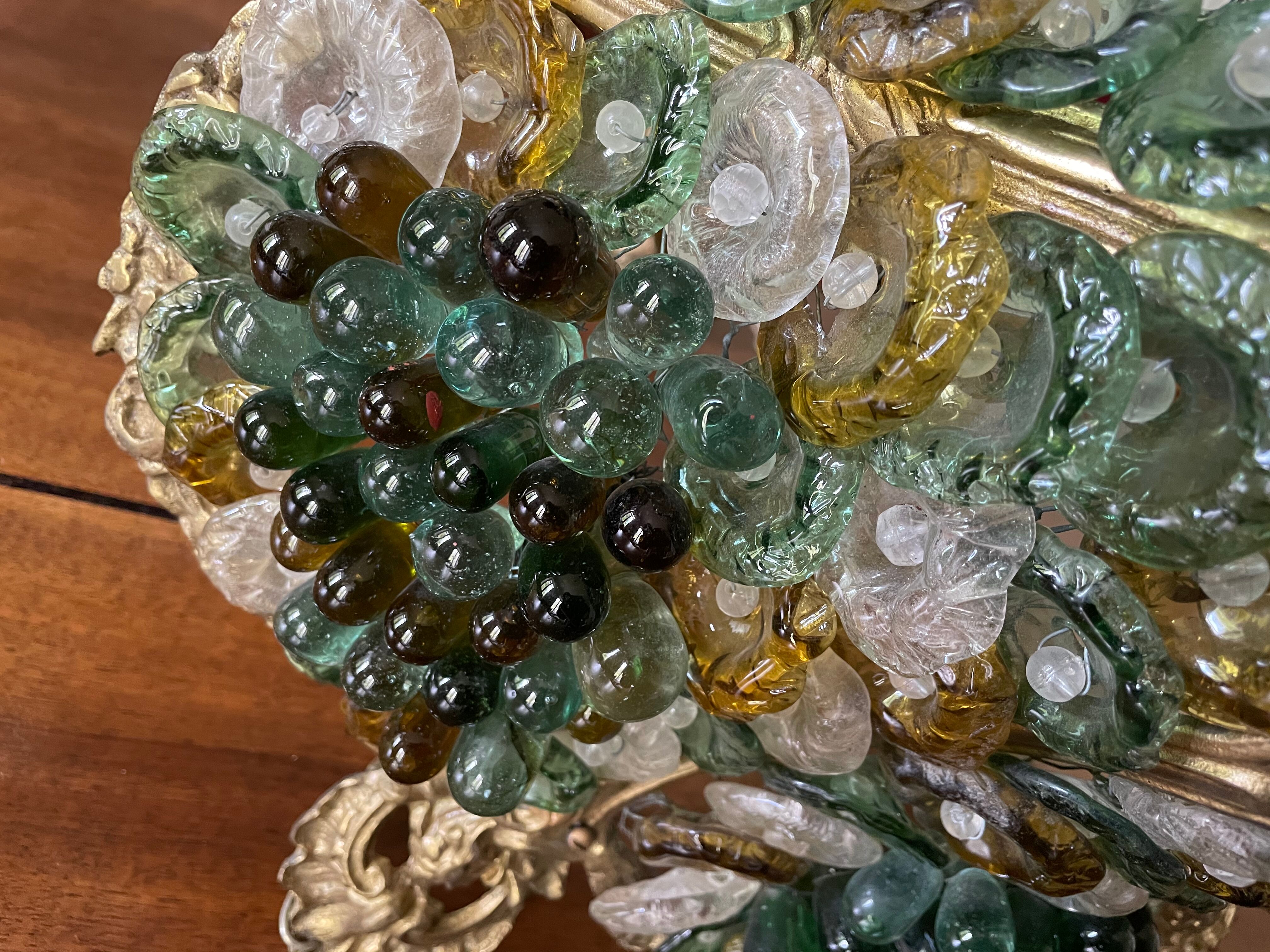Lustre corbeille grappes de raisin Murano