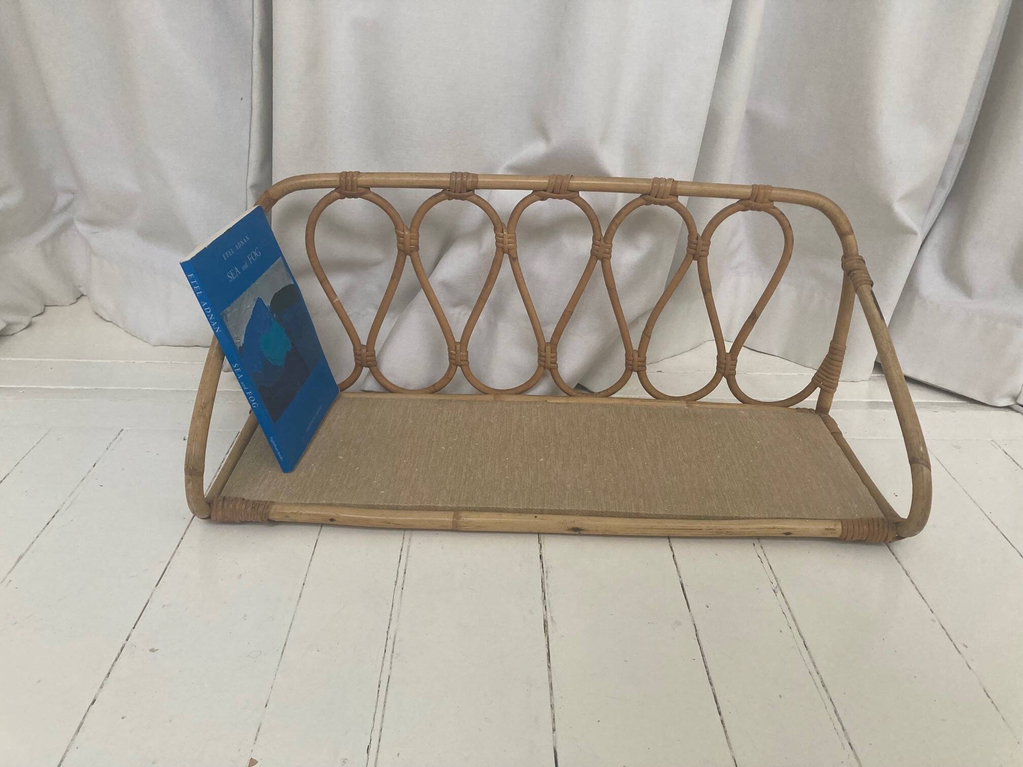 Vintage rattan shelf by Louis Sognot in the 60s Bookshelf