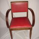 Armchair bridge 1940 Art Deco, wood & red skai