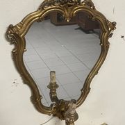 Pair of wall-mounted consoles with a mirror in Louis XV style.