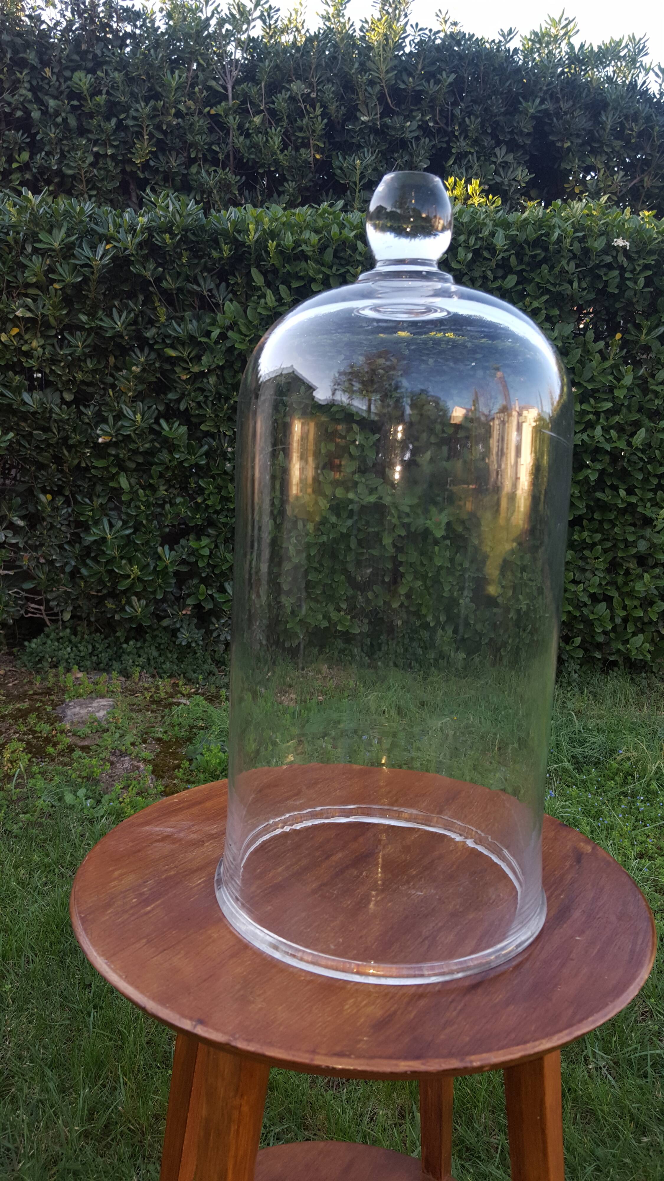 Large old bell in blown glass (48 cm)