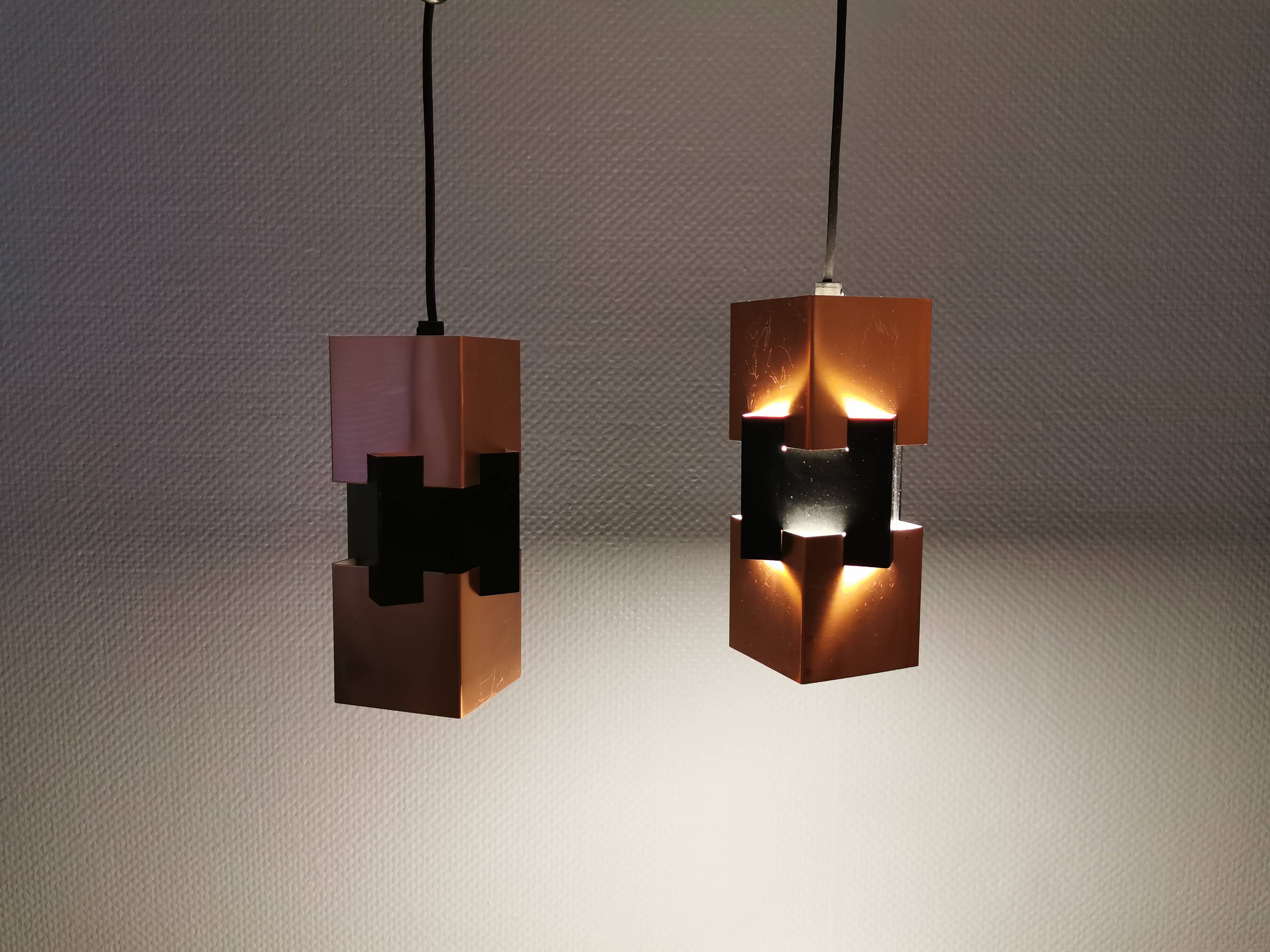 A pair of  Jo Hammerborg lamps for FOG & MØRUP model Kubus Denmark 1961