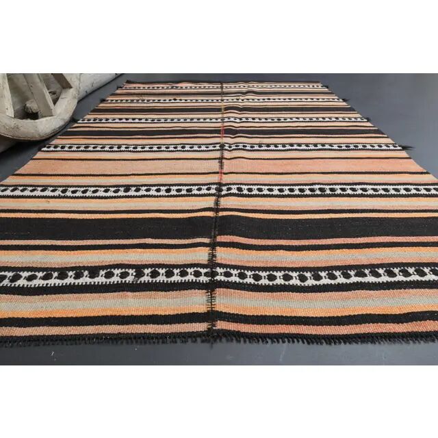 Vintage Turkish Oushak Handmade Wool Cotton Beige Area Rug 140x210