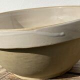 Duo of large salad bowl in beige and white vintage countryside