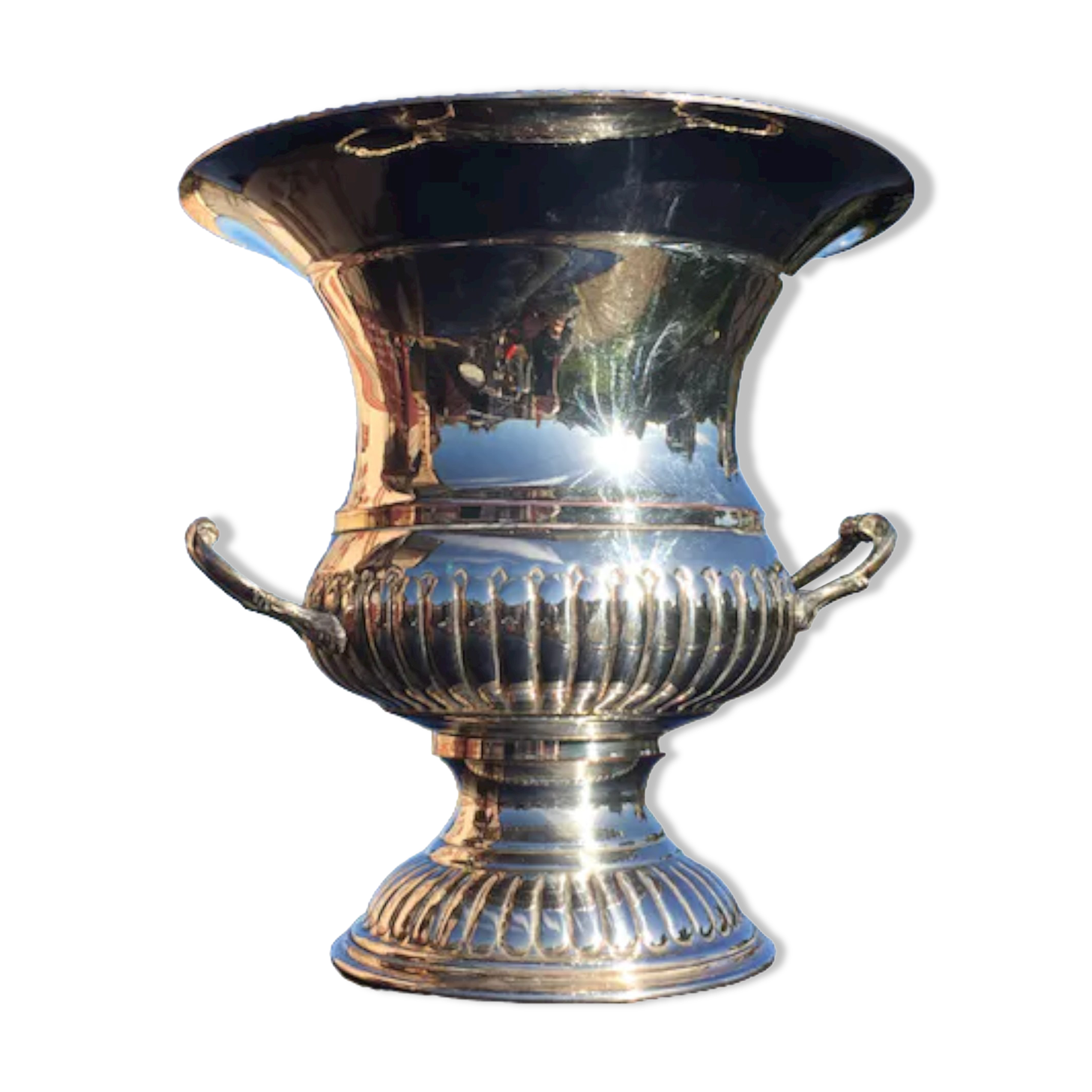 Refresher, silver metal champagne bucket, Medici vase shape
