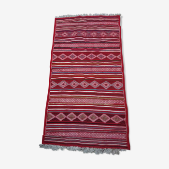 Red Berber carpet Handmade wool 115x215cm